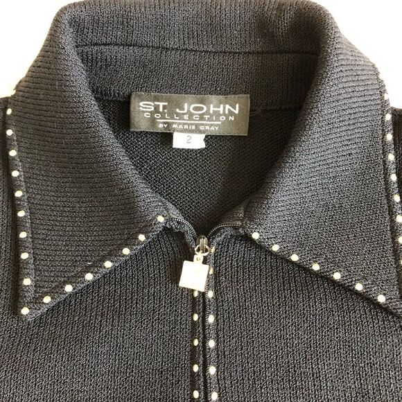 NWOT St. John Collection Gold Studded Zip Jacket - Picture 10 of 16